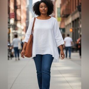 Terzo Millennio White 1X Italian Made 100% linen tunic